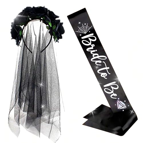 JeVenis Schwarz Brautschleier Jga Accessoires Frauen Bride To Be Schärpe Goth Bride To Be Deko Junggesellenabschied Frau Bride to be Sash von JeVenis