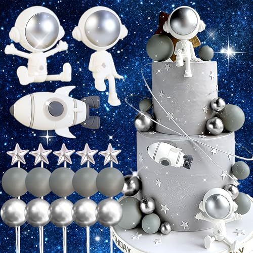 JeVenis Space Cake Toppers Weltraum Astronaut Rakete Sterne Kuchen Dekorationen für Geburtstag Party Supplies Babyparty von JeVenis