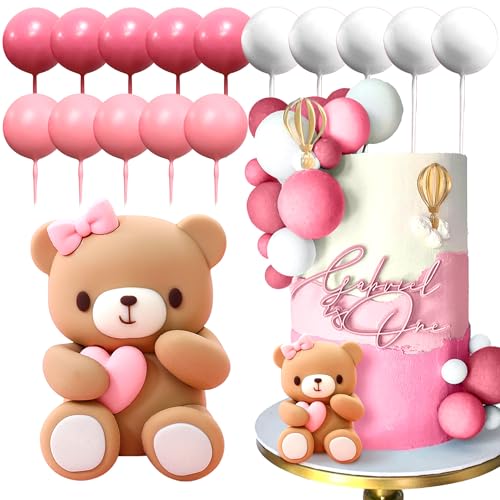 JeVenis Teddybär Tortendeko Taufe girl Tortendeko baby tortendeko mädchen Teddybär Kuchen Dekoration für BabyShower Geburtstag Party von JeVenis