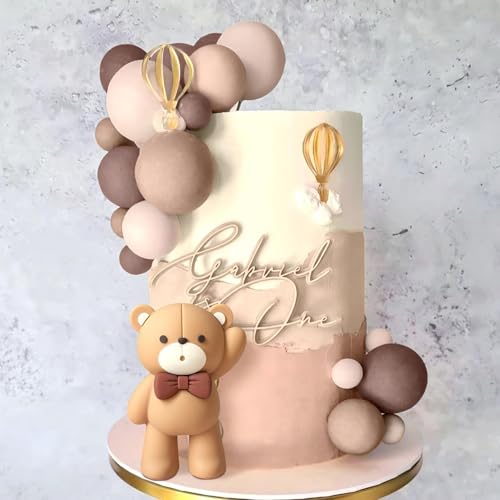 JeVenis Teddybär Tortendeko Tortendeko Mädchen 1 Jahr Tortendeko Taufe Junge Braun Tortendeko Teddybär Kuchen Dekoration für Hochzeit Babyshower Geburtstag Party von JeVenis