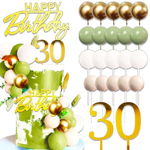 JeVenis Tortendeko 30 Geburtstag Mann Tortendeko 30 Geburtstag Frau Gold Kuchen Deko 30 für 30 Geburtstag Deko Decoration von JeVenis