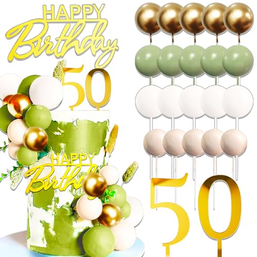 JeVenis Tortendeko 50 Geburtstag Mann Tortendeko 50 Geburtstag Frau Gold Kuchen Deko 50 für 50 Geburtstag Deko Decoration von JeVenis