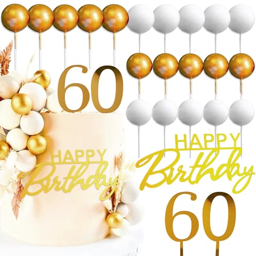 JeVenis Tortendeko 60. Geburtstag Mann Tortendeko 60 Geburtstag Frau Gold Kuchen Deko 60 für 60 Geburtstag Deko Decoration (60 Jahre) von JeVenis