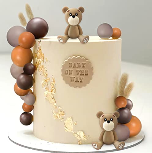 JeVenis Tortendeko Teddybär Gold Leaves Gender Reveal Partydeko Teddybär Kuchen Deko Mädchen Teddybär Kuchen Deko Babyparty Tortendeko für Geburtstag Babyparty Baby Shower von JeVenis