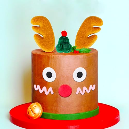 JeVenis Weihnachten Tortenaufleger Weihnachtsdeko torte Weihnachten Party Supplies Braune Rentier Hirsch Tortendekoration Hirschgeweih Tortendekoration von JeVenis