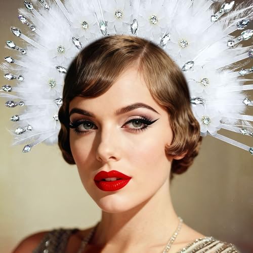 JeVenis Weiße Feder Kopfschmuck 1920er Jahre Karneval Accessoires Kopfschmuck Karneval Rave Festival für Frauen Flapper Kostüm Supplies JeVenis Weiße Feder Kopfschmuck 1920er Jahre Karneval Accessoires Kopfschmuck Karneval Rave Festival für Frauen Flapper Kostüm Supplies von JeVenis
