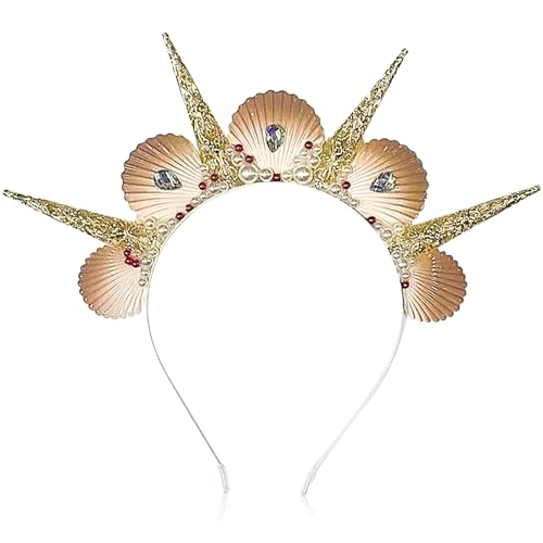 JeVenis Weiße Muschel Meerjungfrau Seashell Halo Crown Headpiece Meerjungfrau Stirnband Seashell Crown Headband Sirene Kostüm Frauen Halloween Cosplay Renaissance von JeVenis