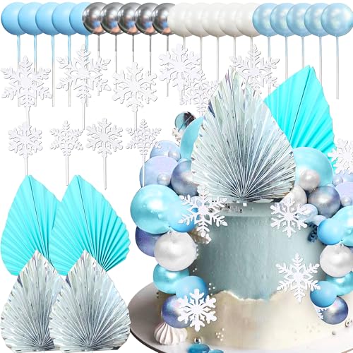 JeVenis Winter Onederland Kuchendekoration Gefrorene Kuchendekoration Winter Wonderland Tortenaufleger Schneeflocke Tortendekoration für Schneeflocken Dusche Geburtstag von JeVenis