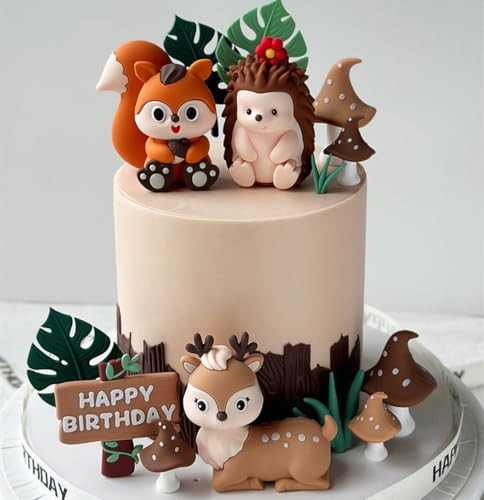 JeVenis Woodland Animals Figuren Cake Topper Woodland Animals Cake Toppers Woodland Animals Birthday Fox Deer Igel Cake Figures von JeVenis