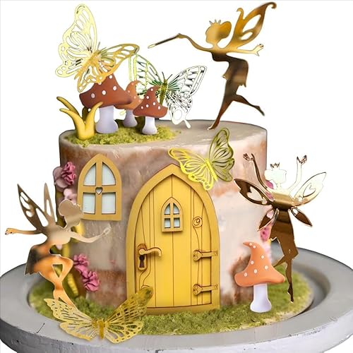 JeVenis Woodland Fairy Cake Decorations Mushroom Cake Decoration Fairies Cake Toppers Garden Cake Decoration Fairy Party Supplies von JeVenis