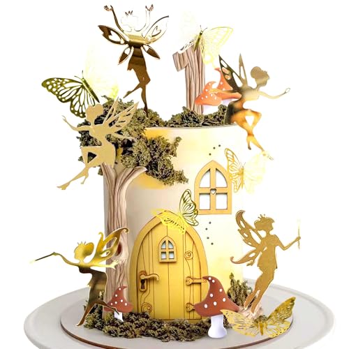 JeVenis Woodland Fairy Cake Dekoration Pilz Tortendeko Fee Kuchen Dekoration Garten Fee Kuchen Dekoration Fairy Party Supplies Fairy Party Favors von JeVenis