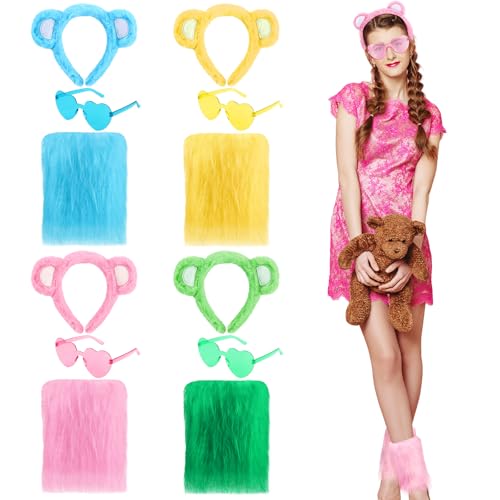 Jecery Halloween-Bär-Kostüm-Zubehör, bunt, flauschig, Bärenohren, Stirnband, pelzige Beinstulpen und Herz-Sonnenbrille für Halloween, Cosplay, Party, Kostümball, 12 Stück Jecery Halloween-Bär-Kostüm-Zubehör, bunt, flauschig, Bärenohren, Stirnband, pelzige Beinstulpen und Herz-Sonnenbrille für Halloween, Cosplay, Party, Kostümball, 12 Stück von Jecery