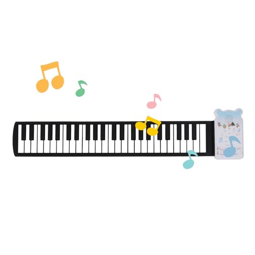 49-Tasten-Roll-Piano, 8 Töne, Tragbare Wiederaufladbare Hand-Roll-Piano-Tastatur, Faltbares Silikon-Roll-Out-Keyboard-Klavier mit Lautsprecher, Bestes für Kinder und Anfänger von Jectse