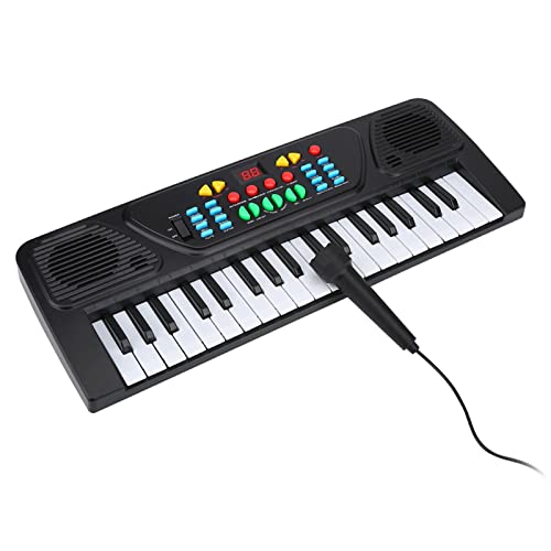 Elektronische Tastatur mit 37 Tasten, für Kinderanfänger, Tragbare Klaviertastatur mit Mikrofon, Notenständer, für Kinderanfänger von Jectse