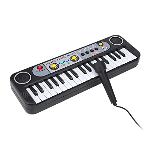 Jectse Kinder-Klaviertastatur, 37-Tasten-Elektro-Digitalpiano-Tastatur mit Mikrofon, Notenständer, Batterieversorgung, Schwarze und Weiße Tasten, für Kinder von Jectse