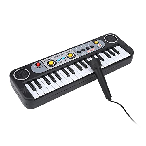Kinder-Klaviertastatur, 37-Tasten-Elektro-Digitalpiano-Tastatur mit Mikrofon, Notenständer, Batterieversorgung, Schwarze und Weiße Tasten, für Kinder von Jectse
