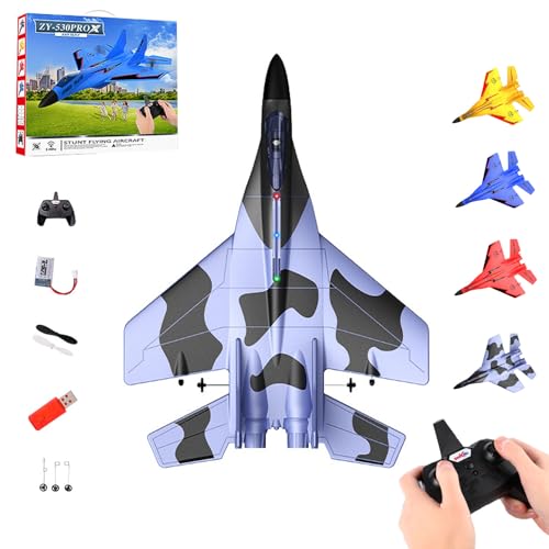 2.4GHz Rc Remote Control Fighter Model Toy, Gravity Gliders Airplane, Wonstorex Remote Control Fighter Jet, Wonstorex Rc Plane, 360° Remote Control Glider Airplanes with Lights (Camouflage blue) von Jeeeun