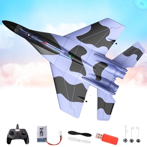 2.4ghz Rc Remote Control Fighter Model Toy, Wonstorex Remote Control Fighter Jet, Rc Foam Remote Control Fighter, 360° Remote Control Glider Airplanes with Lights (Blue Color) von Jeeeun