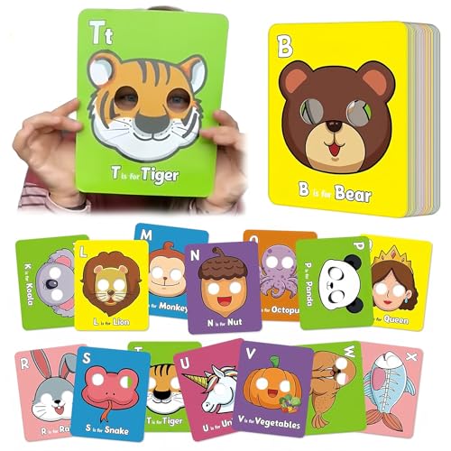 26 pcs Alphabet Mask Cards for School Age Children, Colorful Fun Alphabet ABC Flash Cards with Animal Masks with Kawaii Patterns for Parent-Child Interactive Learning 26 pcs Alphabet Mask Cards for School Age Children, Colorful Fun Alphabet ABC Flash Cards with Animal Masks with Kawaii Patterns for Parent-Child Interactive Learning von Jeeeun