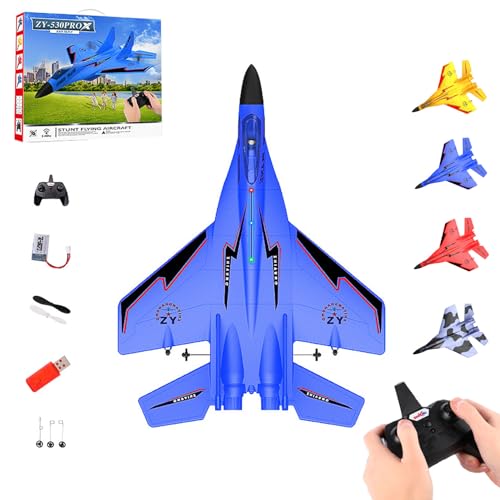 Jeeeun 2.4GHz Rc Remote Control Fighter Model Toy, Gravity Gliders Airplane, Wonstorex Remote Control Fighter Jet, Wonstorex Rc Plane, 360° Remote Control Glider Airplanes with Lights (Blue) von Jeeeun