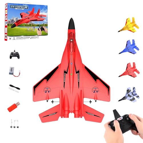 Jeeeun 2.4GHz Rc Remote Control Fighter Model Toy, Gravity Gliders Airplane, Wonstorex Remote Control Fighter Jet, Wonstorex Rc Plane, 360° Remote Control Glider Airplanes with Lights (Red) von Jeeeun