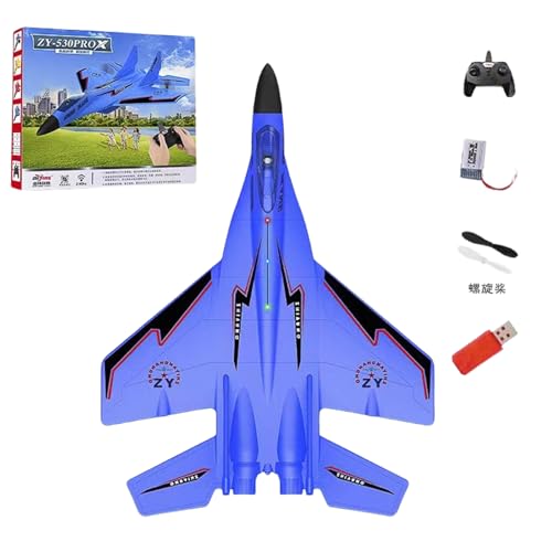 Jeeeun 2.4ghz Rc Remote Control Fighter Model Toy, Wonstorex Remote Control Fighter Jet, Wonstorex Rc Plane, Zy530 Remote Control Planes, Foam Airplanes (Blue) von Jeeeun