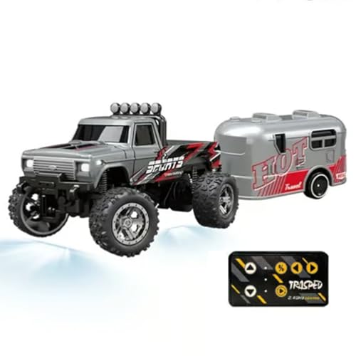 Jeeeun Mini Rc Monster Truck, Mini Rc Car, Mini Rc Truck with Trailer, Mini Rc Truck for Kids Gifts (Gray,Hanging Box) von Jeeeun