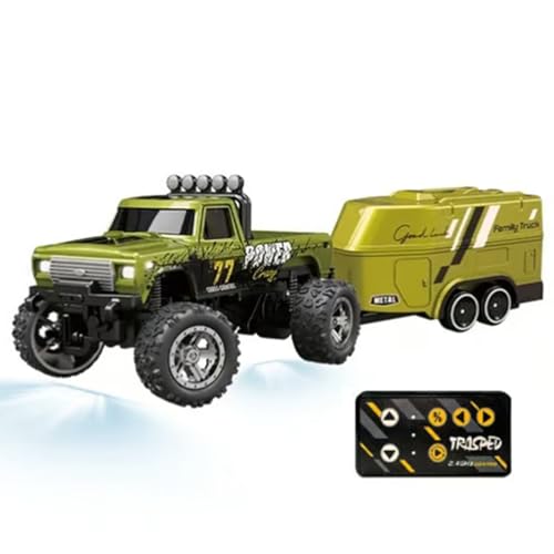 Jeeeun Mini Rc Monster Truck, Mini Rc Car, Mini Rc Truck with Trailer, Mini Rc Truck for Kids Gifts (Green,Hanging Box) von Jeeeun