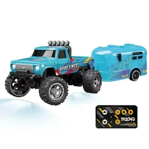 Jeeeun Mini Rc Monster Truck, Mini Rc Car, Mini Rc Truck with Trailer, Mini Rc Truck for Kids Gifts (Sky Blue,Hanging Box) von Jeeeun