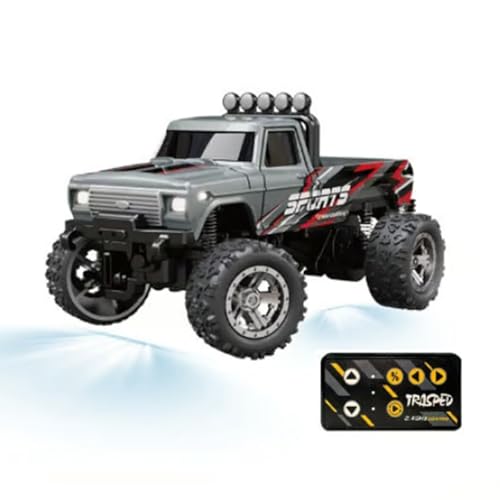 Jeeeun Mini Rc Truck with Trailer, Mini Rc Monster Truck, Mini Rc Car, Monster Truck Toys, 1:64 Scale Alloy, Monster Truck Remote Control Car with Lights (Gray,Secret Box) von Jeeeun