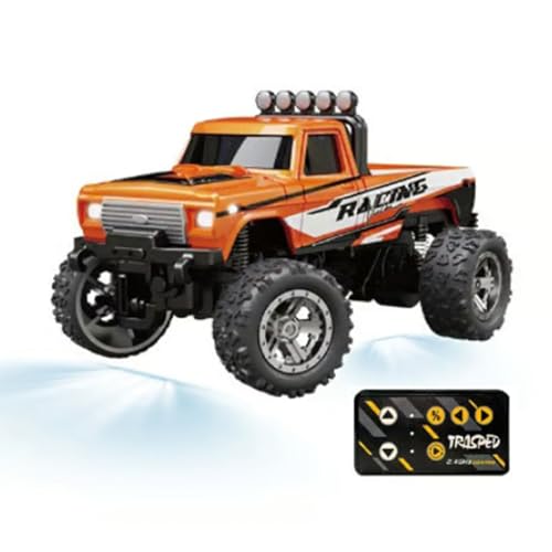 Jeeeun Mini Rc Truck with Trailer, Mini Rc Monster Truck, Mini Rc Car, Monster Truck Toys, 1:64 Scale Alloy, Monster Truck Remote Control Car with Lights (Orange,Secret Box) von Jeeeun