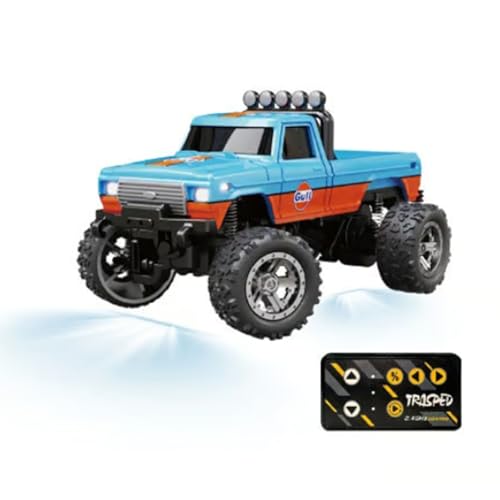 Jeeeun Mini Rc Truck with Trailer, Mini Rc Monster Truck, Mini Rc Car, Monster Truck Toys, 1:64 Scale Alloy, Monster Truck Remote Control Car with Lights (Orange Blue,Secret Box) von Jeeeun