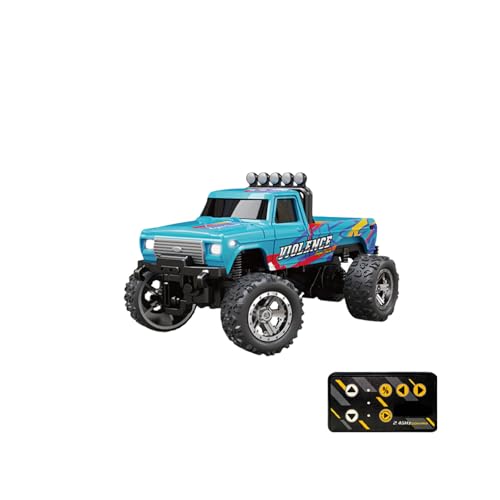 Mini Rc Monster Truck, 1/64 Rc Truck, Mini Rc Truck with Trailer, Adjustable Speed and Steering (Blue) von Jeeeun