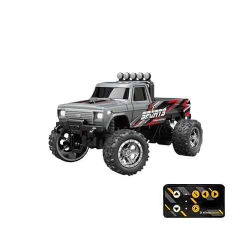 Mini Rc Monster Truck, 1/64 Rc Truck, Mini Rc Truck with Trailer, Adjustable Speed and Steering (Grey) von Jeeeun