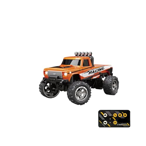 Mini Rc Monster Truck, 1/64 Rc Truck, Mini Rc Truck with Trailer, Adjustable Speed and Steering (Orange) von Jeeeun