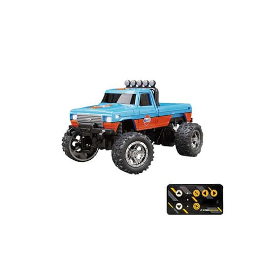 Mini Rc Monster Truck, 1/64 Rc Truck, Mini Rc Truck with Trailer, Adjustable Speed and Steering (Orange Blue) von Jeeeun