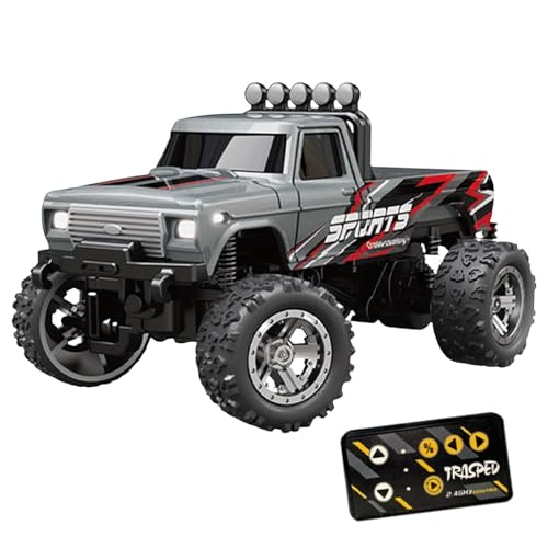 Mini Rc Monster Truck, Rc Monster Truck, Mini Rc Car, Mini Rc Monster Truck 1/64 with Trailer, Alloy Truck Remote Control Car with Light (Gray,Secret Box) von Jeeeun