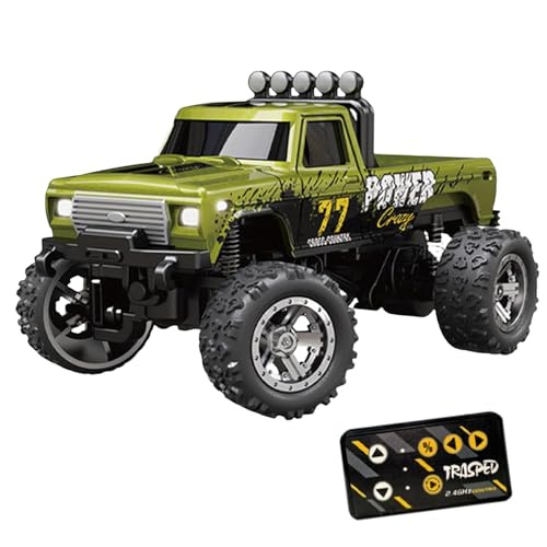 Mini Rc Monster Truck, Rc Monster Truck, Mini Rc Car, Mini Rc Monster Truck 1/64 with Trailer, Alloy Truck Remote Control Car with Light (Green,Secret Box) von Jeeeun