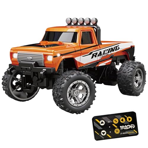 Mini Rc Monster Truck, Rc Monster Truck, Mini Rc Car, Mini Rc Monster Truck 1/64 with Trailer, Alloy Truck Remote Control Car with Light (Orange,Secret Box) von Jeeeun