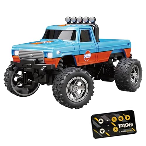 Mini Rc Monster Truck, Rc Monster Truck, Mini Rc Car, Mini Rc Monster Truck 1/64 with Trailer, Alloy Truck Remote Control Car with Light (Orange Blue,Secret Box) von Jeeeun