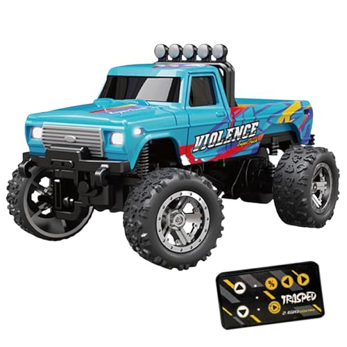 Mini Rc Monster Truck, Rc Monster Truck, Mini Rc Car, Mini Rc Monster Truck 1/64 with Trailer, Alloy Truck Remote Control Car with Light (Sky Blue,Secret Box) von Jeeeun