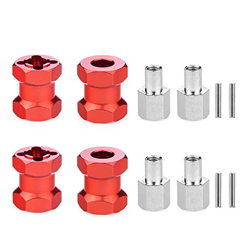 Jeenuuder 12 mm Sechskant-Verlängerung für Radnabe, aus Metall, für AXIAL SCX10 D90 CC01 1/10 Chenille, Rot von Jeenuuder