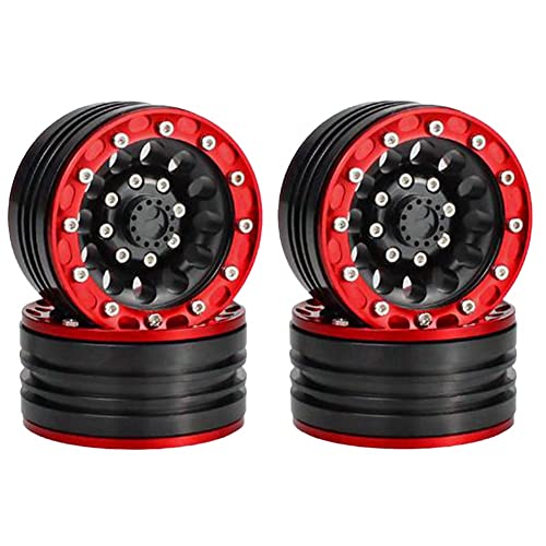 Jeenuuder 4 Stück RC 1:10 Rock Crawler Wheels Cool Metal Legierung Felgen 1,9 Zoll Beadlock Wheels Zubehör für SCX10 CC01 von Jeenuuder