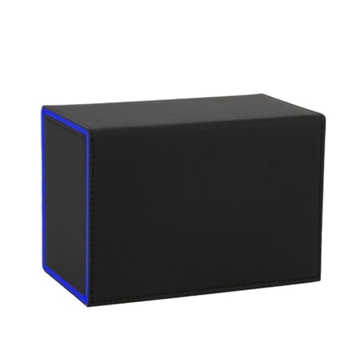 Jeenuuder Kartendeck-Box, Premium-Kartenbox mit Flip-Dice-Tablett, Kartendeck-Hülle, Aufbewahrungsbox für Sportspielkarten, Schwarz + Blau von Jeenuuder