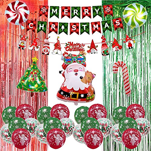 Jeenuuder Rot GrüN Weihnachten Balloon Kit Frohe Weihnachten Banner für DIY Weihnachten Fenster Hintergrund Dekoration C von Jeenuuder