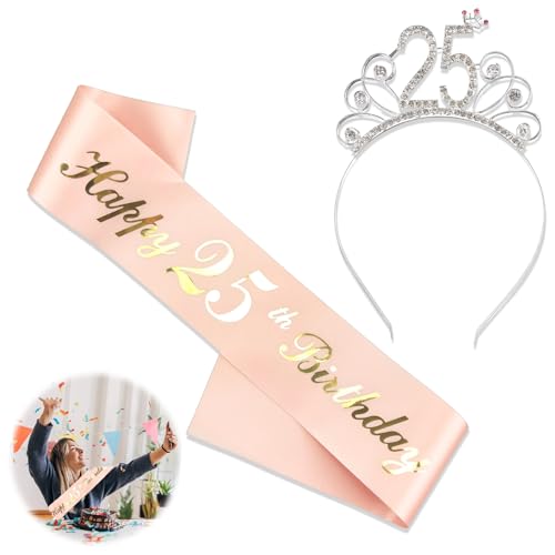 JeiibrZui Geburtstagkrone Schärpe, Roségold Geburtstag Tiara Crown, 1 Stück Birthday Krone Schärpe für Alles Gute Zum Geburtstag Partyzubehör, Gefälligkeiten, Dekorationen von JeiibrZui