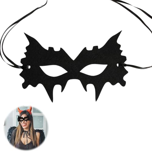 JeiibrZui Schwarze Fledermausmaske, Halloween Fledermaus Augenmaske, schwarze Batwoman Maske, Halloween Maskerade Masken, halbe Gesichtsmaske für Erwachsene Halloween, Cosplay, Faschingsparty, Spiel, von JeiibrZui