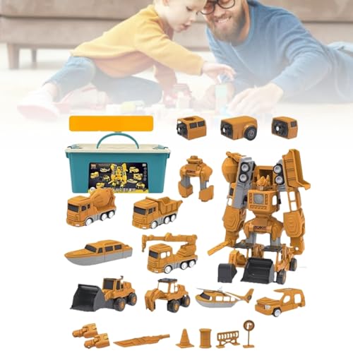 Jelaqmot Magnetic Transform Engineering Car Assembled Toys with Storage Box, Robot Toys for Kids Age 3-5 4-8 Magnetic Blocks, Toy Construction Vehicle von Jelaqmot