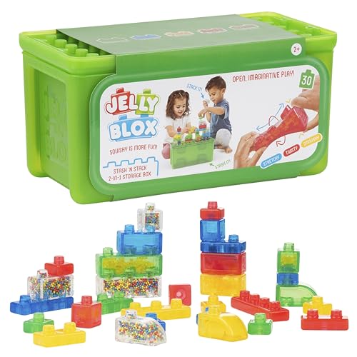 Jelly Blox Storage Case, Bauspielzeug ab 2 Jahren, mit 30 Sensorische Bausteine, Konstruktion Spielzeug für Kinder Jelly Blox Storage Case, Bauspielzeug ab 2 Jahren, mit 30 Sensorische Bausteine, Konstruktion Spielzeug für Kinder von Jelly Blox