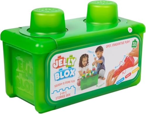 GOLIATH Jelly Blox Stash & Stack (2-in1 Aufbewahrungskoffer), Bauspielzeug ab 2 Jahren, mit 30 Sensorische Bausteine, Konstruktion Spielzeug für Kinder von GOLIATH